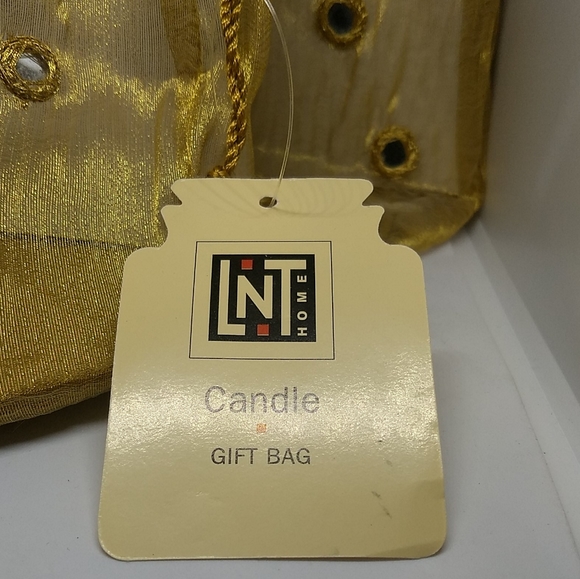 Lot of 2 Large Embroidered Yellow Gold Organza Mirrored Embellished Drawstring - Picture 12 of 12